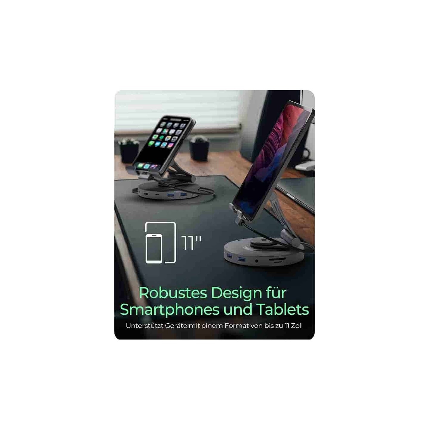 IB-TH100-DK SWIVEL STAND FOR TABLET AND SMARTPHONE WITH DOCKINGSTATION ICYBOX — Buy in Cyprus with Fast Delivery