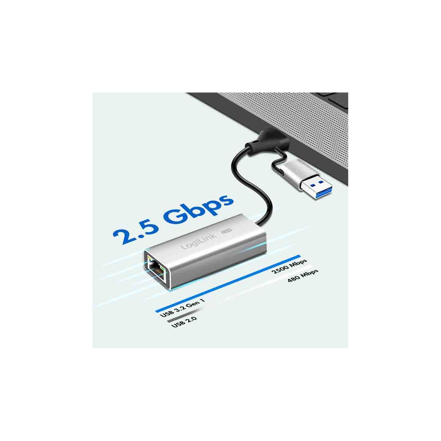 UA0422 USB-A -C TO 2.5G ETHERNET ADAPTER, GREY, LOGILINK — Buy in Cyprus with Fast Delivery