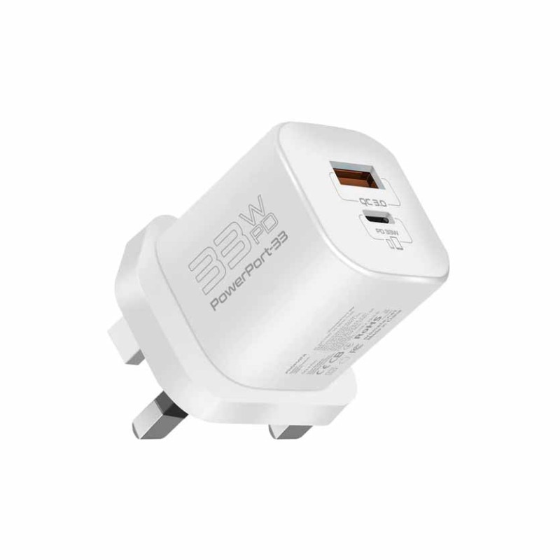 Buy POWERPORT-33.UK-WH CHARGER 33W GANFAST CHARGING WHITE PROMATE in Cyprus, Nicosia, Limassol, Larnaka, Pafos