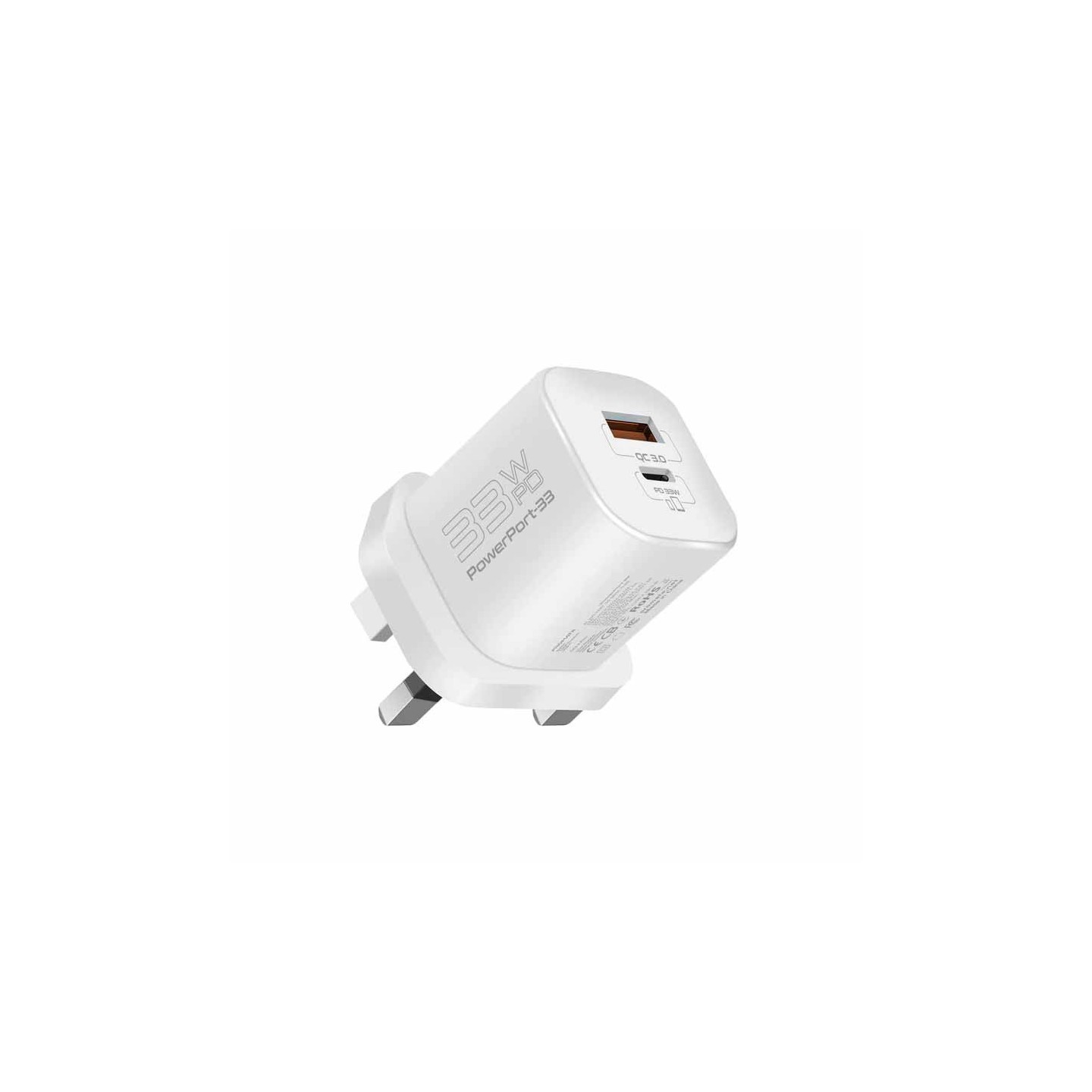 Buy POWERPORT-33.UK-WH CHARGER 33W GANFAST CHARGING WHITE PROMATE in Cyprus, Nicosia, Limassol, Larnaka, Pafos