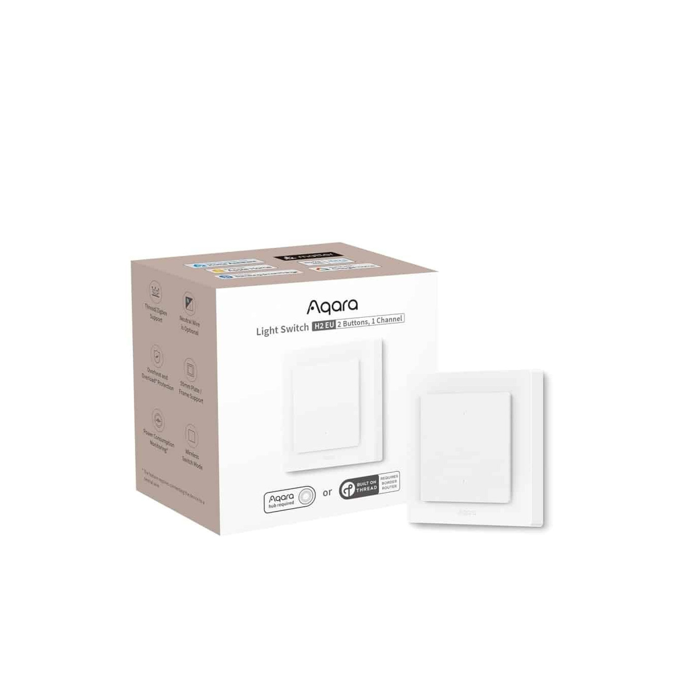Buy WS-K07D LIGHT SWITCH H2 EU (2 BUTTONS,1 CHANNEL), WHITE AQARA in Cyprus, Nicosia, Limassol, Larnaka, Pafos