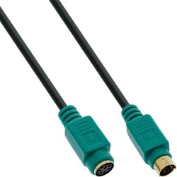 13342H 2m PS 2 CABLE M F, GOLDEN CONTACTS, BLACK GREEN, INLINE — Buy in Cyprus with Fast Delivery