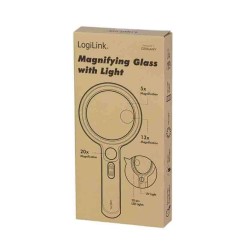 WZ0075 MAGNIFYING GLASS WITH LIGHT, 5x, 13x and 20x MAGNIFICATION, BLACK LOGILINK — Buy in Cyprus with Fast Delivery