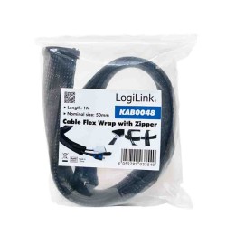 KAB0048 1m CABLE SLEEVE (ZIPPER), POLYESTER, OD:50mm, BLACK, LOGILINK — Buy in Cyprus with Fast Delivery
