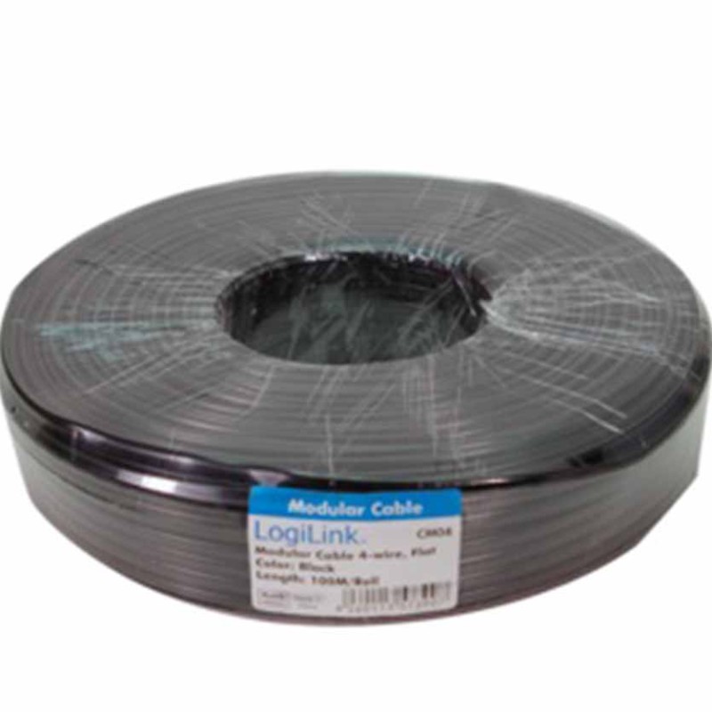 CM04 TELEPHONE CABLE FLAT 4-WIRES 100m BLACK, LOGILINK — Buy in Cyprus with Fast Delivery