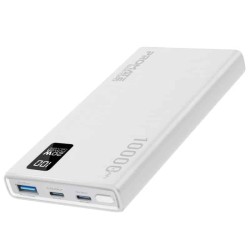 BOLT-10PD.WHITE COMPACT SMART POWER BANK WITH 20W PD DUAL USB-C AND 22.5W USB-A PORTS PROMATE