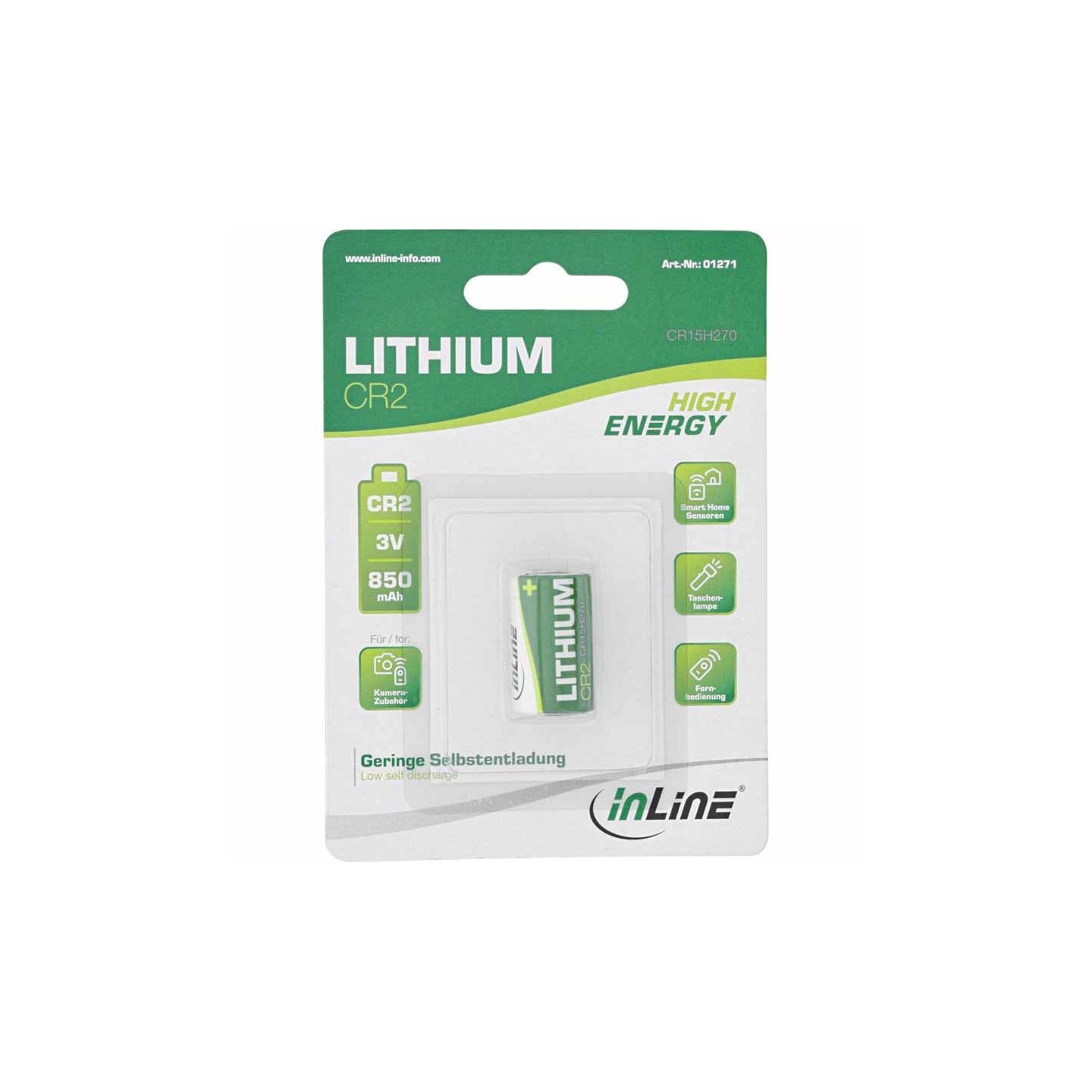 01271 CR2 3V BATTERY LITHIUM HIGH ENERGY PHOTO 850mAh INLINE — Buy in Cyprus with Fast Delivery