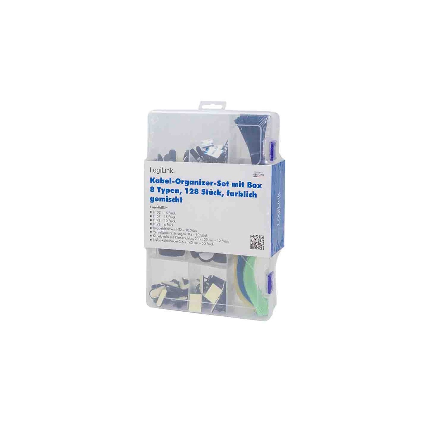 KAB0084 CABLE ORGANIZER SET IN A BOX, 8 ITEMS, 128pcs. MIXED COLOR, LOGILINK — Buy in Cyprus with Fast Delivery
