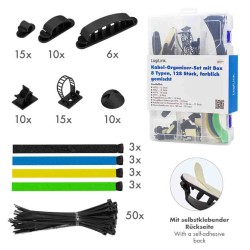 KAB0084 CABLE ORGANIZER SET IN A BOX, 8 ITEMS, 128pcs. MIXED COLOR, LOGILINK — Buy in Cyprus with Fast Delivery