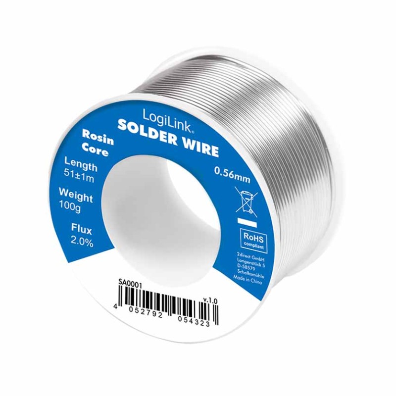 SA0001 SOLDER WIRE 0,56mm 2% COPPER 100G REEL LOGILINK — Buy in Cyprus with Fast Delivery