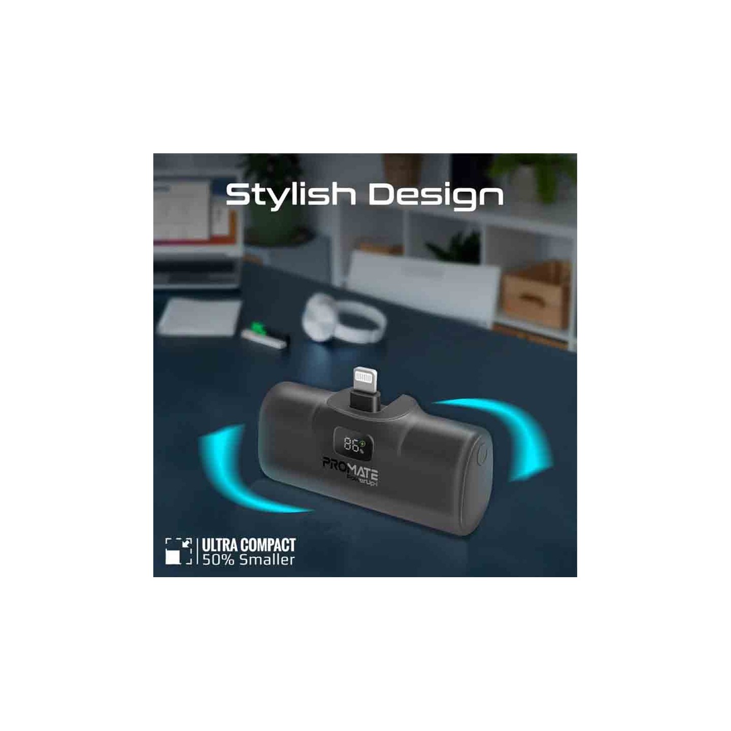 Buy POWERUP-I.BLACK 5000mAh COMPACT FAST POWERBANK W BUILT-IN LIGHTNING CONNECTOR PROMATE in Cyprus, Nicosia, Limassol, Larnaka,