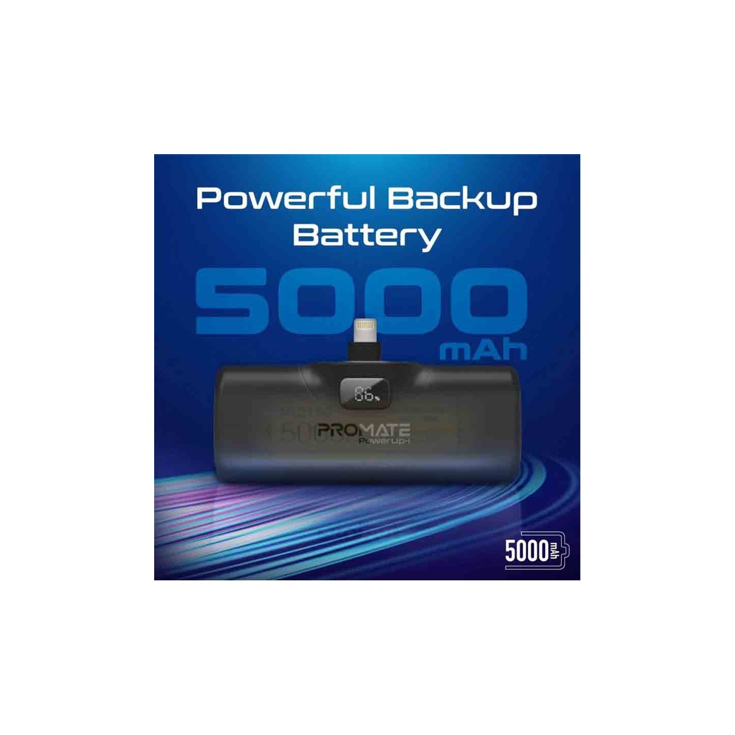 Buy POWERUP-I.BLACK 5000mAh COMPACT FAST POWERBANK W BUILT-IN LIGHTNING CONNECTOR PROMATE in Cyprus, Nicosia, Limassol, Larnaka,