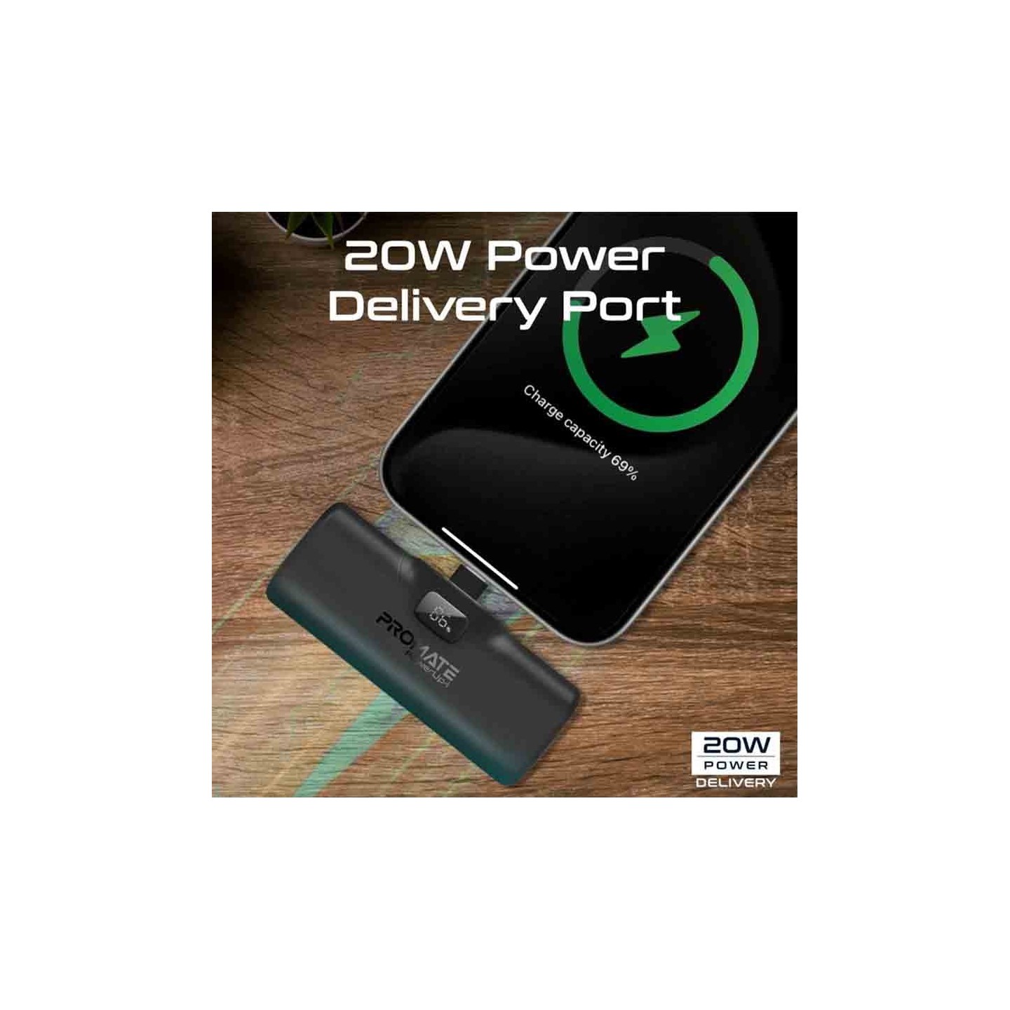 Buy POWERUP-I.BLACK 5000mAh COMPACT FAST POWERBANK W BUILT-IN LIGHTNING CONNECTOR PROMATE in Cyprus, Nicosia, Limassol, Larnaka,