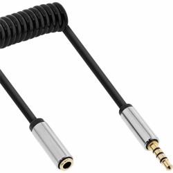 Buy 99282 2m AUDIO SLIM SPIRAL STEREO CABLE 4-pin 3.5mm M F INLINE in Cyprus, Nicosia, Limassol, Larnaka, Pafos