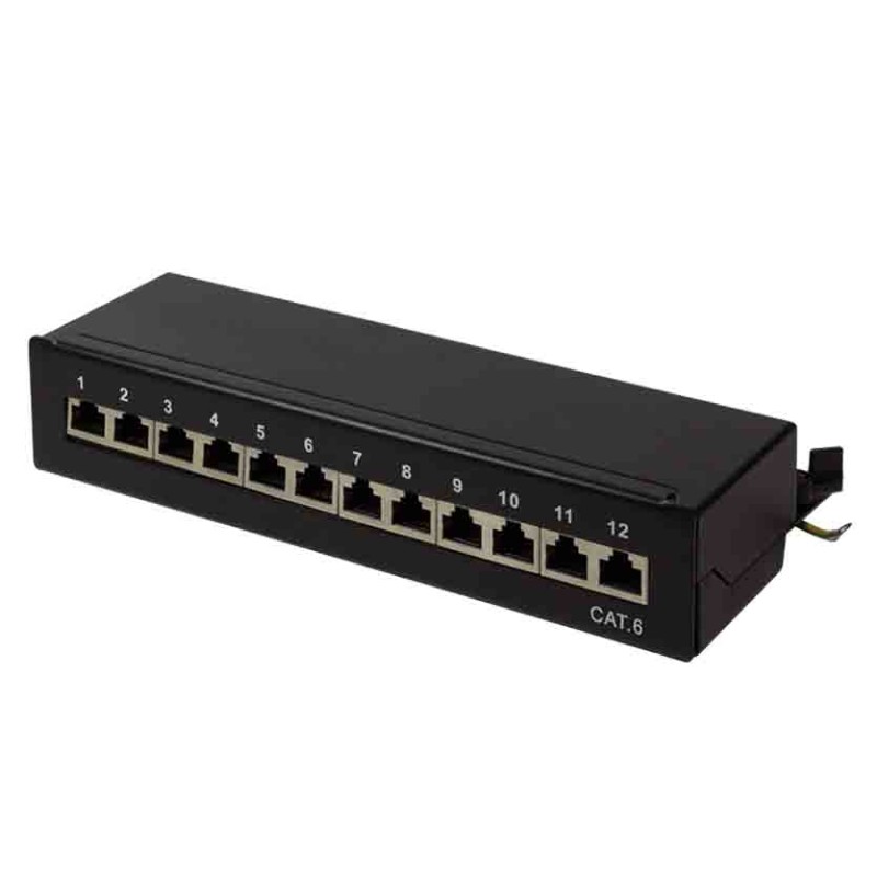 NP0017 CAT.6 PATCH PANEL 12 PORT SHIELDED, DESKTOP, BLACK, LOGILINK — Buy in Cyprus with Fast Delivery