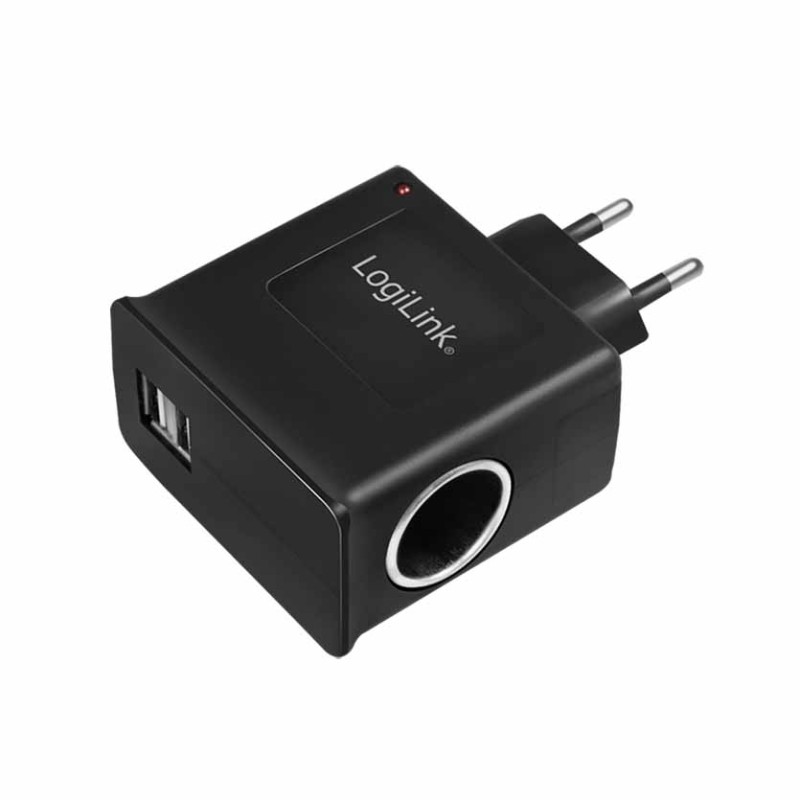 PA0046 SOCKET ADAPTER 2x USB PORTS + CIGARETTE LIGHTER SOCKET LOGILINK — Buy in Cyprus with Fast Delivery