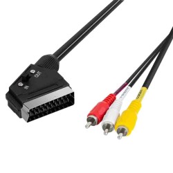 CA1029 AUDIO VIDEO CABLE, SCART M to 3x RCA M, BLACK, 2 m LOGILINK — Buy in Cyprus with Fast Delivery
