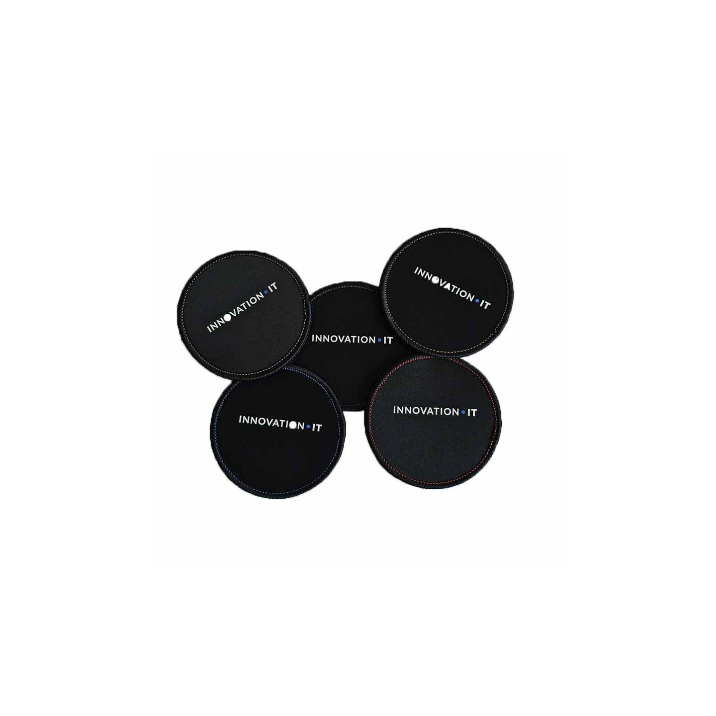 120851 5PCS CUP COASTER 95x95mm BLACK COLORFULL SEAMS IT INNOVATION — Buy in Cyprus with Fast Delivery