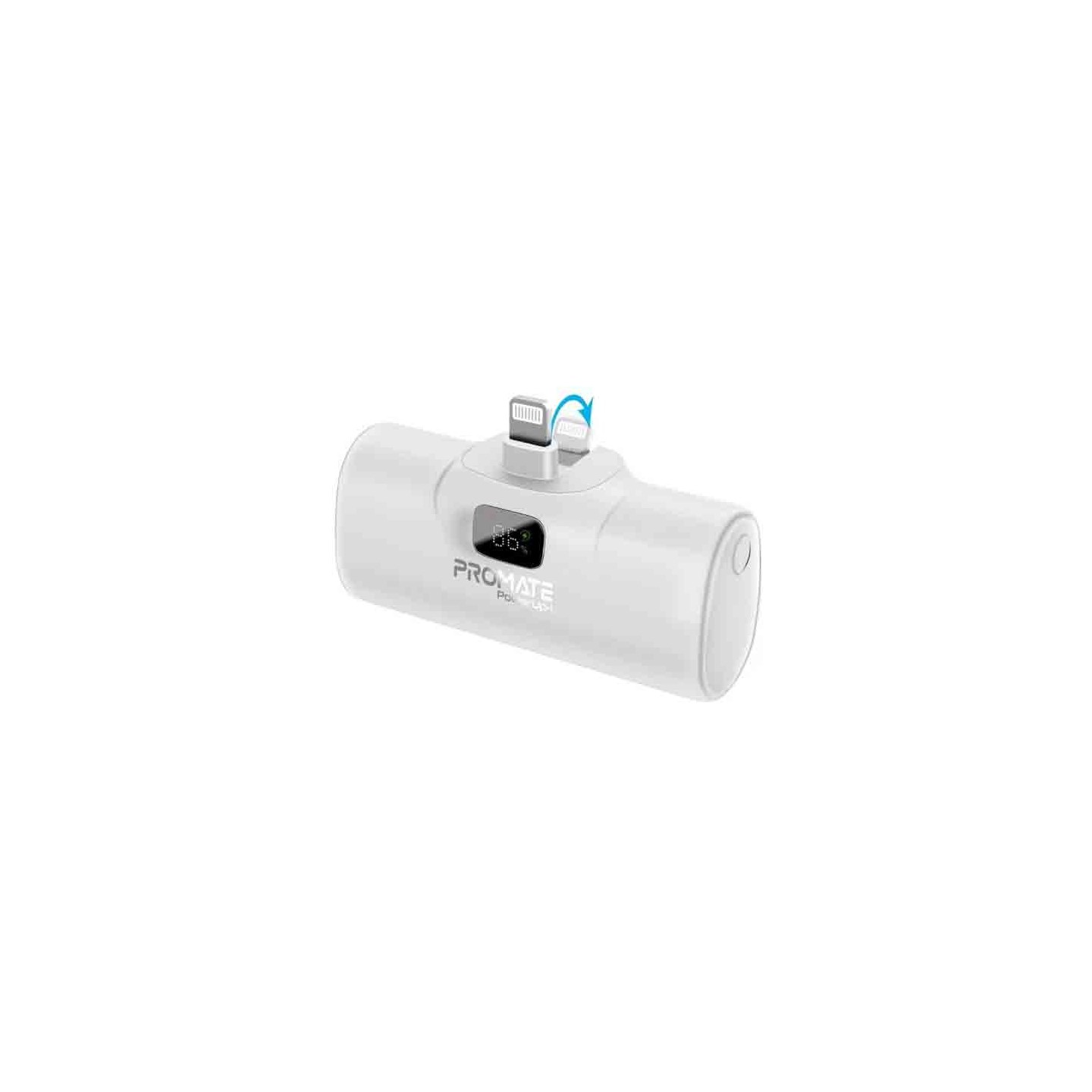 POWERUP-I.WHITE 5000mAh COMPACT FAST POWERBANK W BUILT-IN LIGHTNING CONNECTOR PROMATE — Buy in Cyprus with Fast Delivery