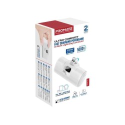 POWERUP-I.WHITE 5000mAh COMPACT FAST POWERBANK W BUILT-IN LIGHTNING CONNECTOR PROMATE — Buy in Cyprus with Fast Delivery