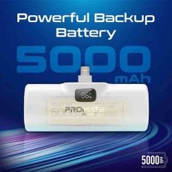 POWERUP-I.WHITE 5000mAh COMPACT FAST POWERBANK W BUILT-IN LIGHTNING CONNECTOR PROMATE — Buy in Cyprus with Fast Delivery