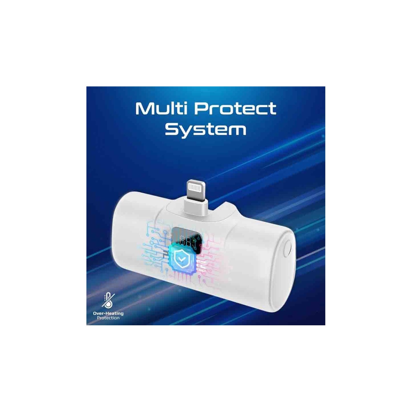 POWERUP-I.WHITE 5000mAh COMPACT FAST POWERBANK W BUILT-IN LIGHTNING CONNECTOR PROMATE — Buy in Cyprus with Fast Delivery