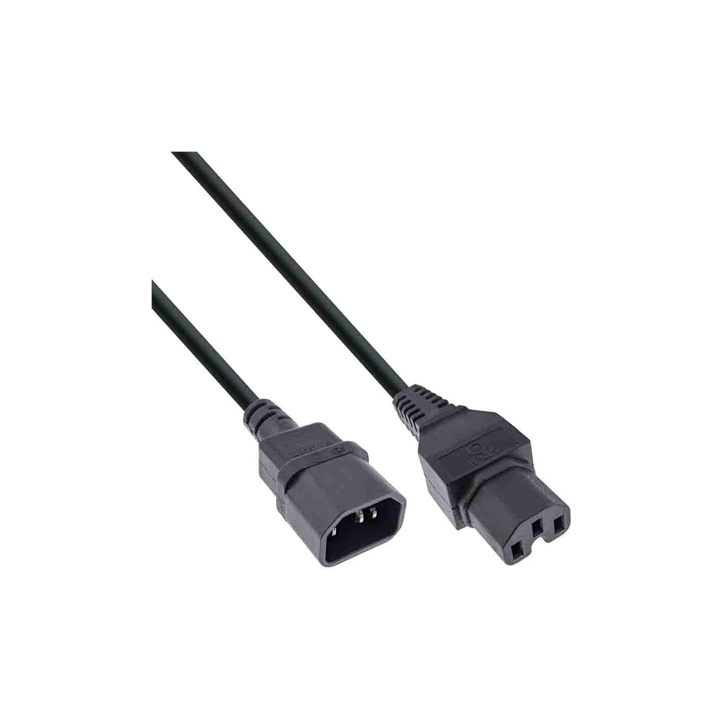 16811 2m POWER CABLE EXT., HOT CONDITION CONN. IEC-C15 IEC TO C14 BLACK, INLINE — Buy in Cyprus with Fast Delivery