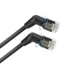 DD1901 BLACK 1m U FTP CAT6A SLIMLINE PATCH CABLE WITH ANGLED 360 ROTATABLE RJ45 CONNECTORS, ACT
