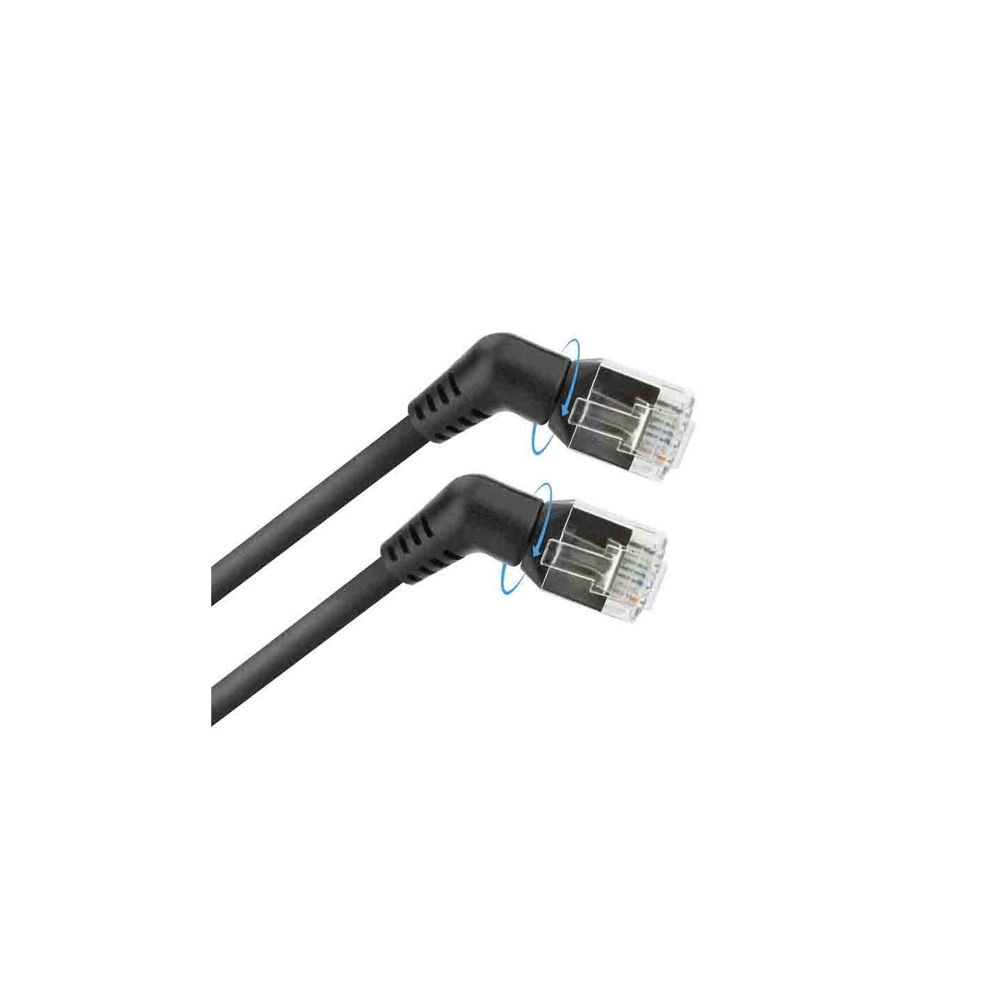 DD1901 BLACK 1m U FTP CAT6A SLIMLINE PATCH CABLE WITH ANGLED 360 ROTATABLE RJ45 CONNECTORS, ACT