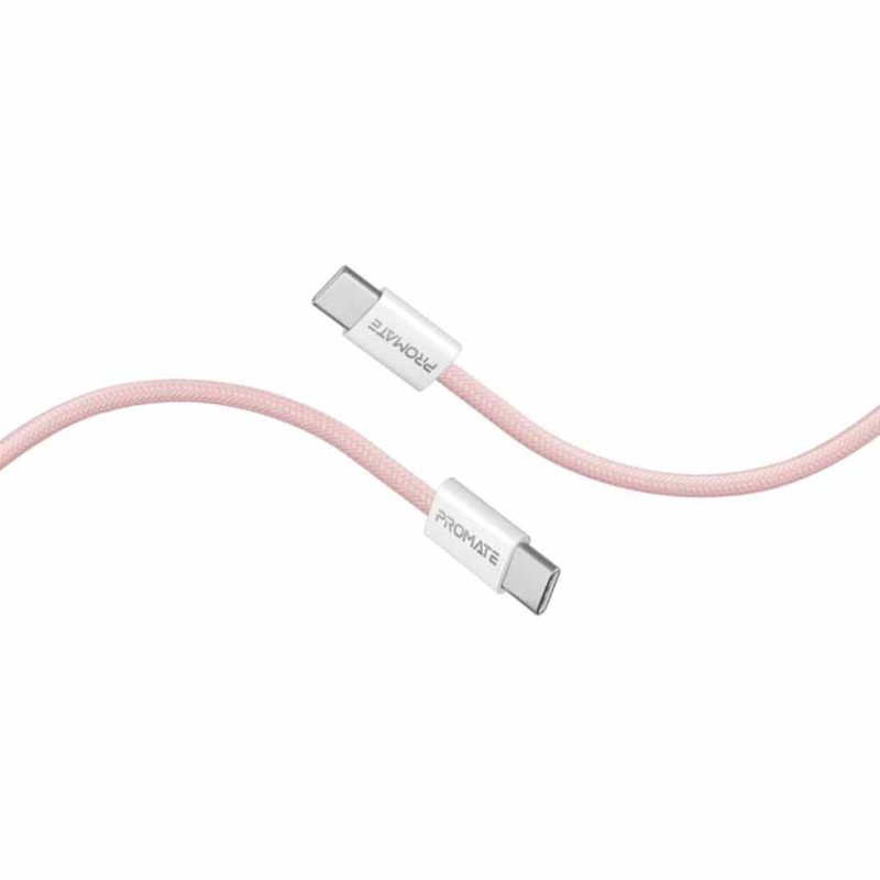 Promate ECOLINE-CC120.PINK 1.2m USB-C 60W Cable Pink | Fast Charge & Sync — Armenius Store Cyprus