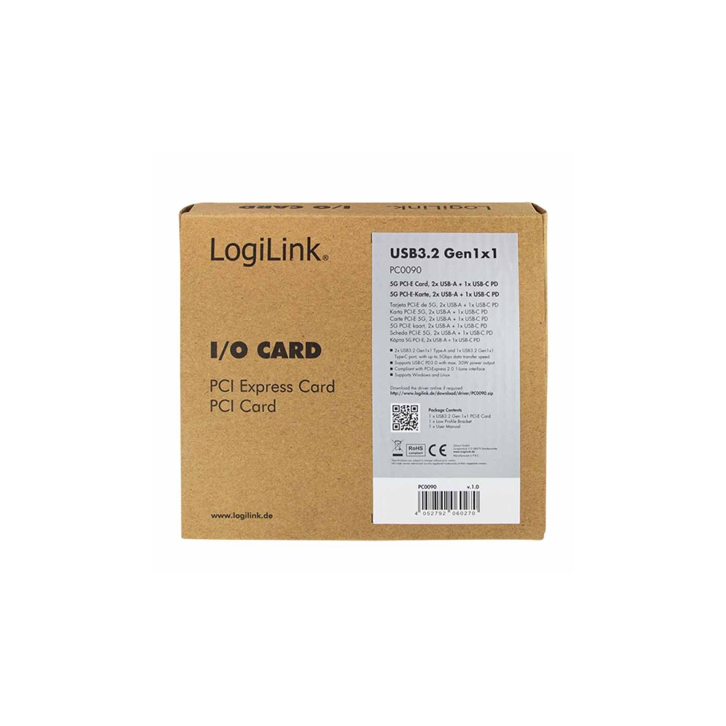 LogiLink PC0090 USB 3.2 Gen 1 PCIe Card - 2x USB-A + 1x USB-C PD 30W — Armenius Store Cyprus
