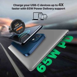 Buy TRANSDRIVE-65W RAPID CAR MINI CHARGER TRANSPARENT, QUICK CHARGE PORTS PROMATE in Cyprus, Nicosia, Limassol, Larnaka, Pafos