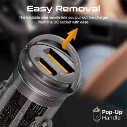 Buy TRANSDRIVE-65W RAPID CAR MINI CHARGER TRANSPARENT, QUICK CHARGE PORTS PROMATE in Cyprus, Nicosia, Limassol, Larnaka, Pafos