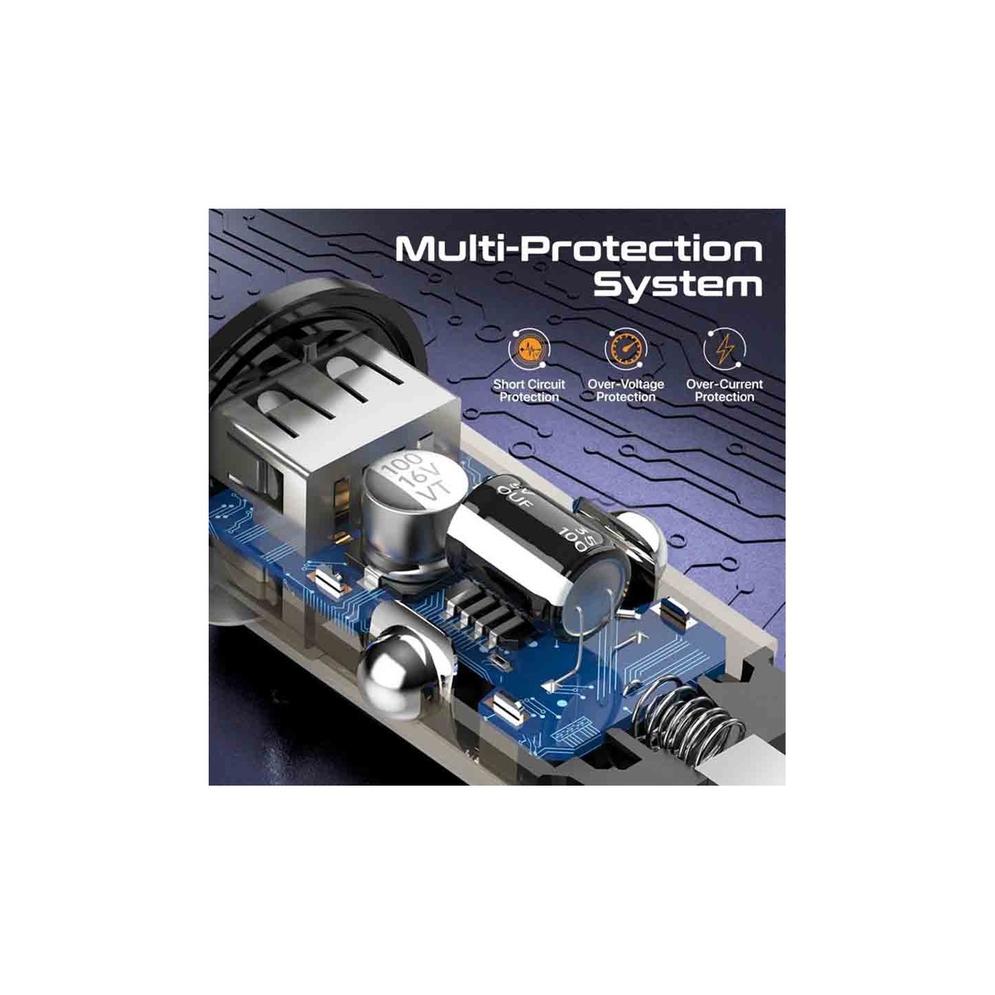 Buy TRANSDRIVE-65W RAPID CAR MINI CHARGER TRANSPARENT, QUICK CHARGE PORTS PROMATE in Cyprus, Nicosia, Limassol, Larnaka, Pafos