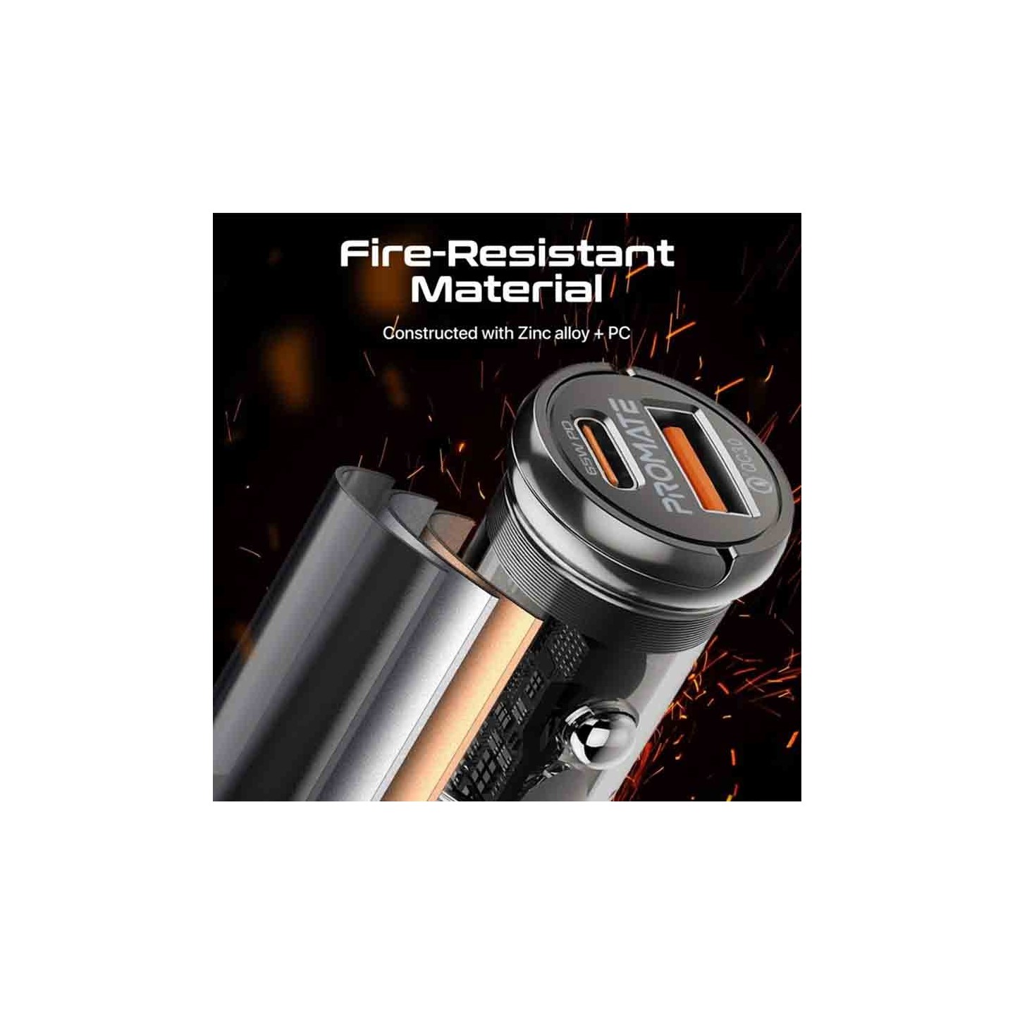 Buy TRANSDRIVE-65W RAPID CAR MINI CHARGER TRANSPARENT, QUICK CHARGE PORTS PROMATE in Cyprus, Nicosia, Limassol, Larnaka, Pafos