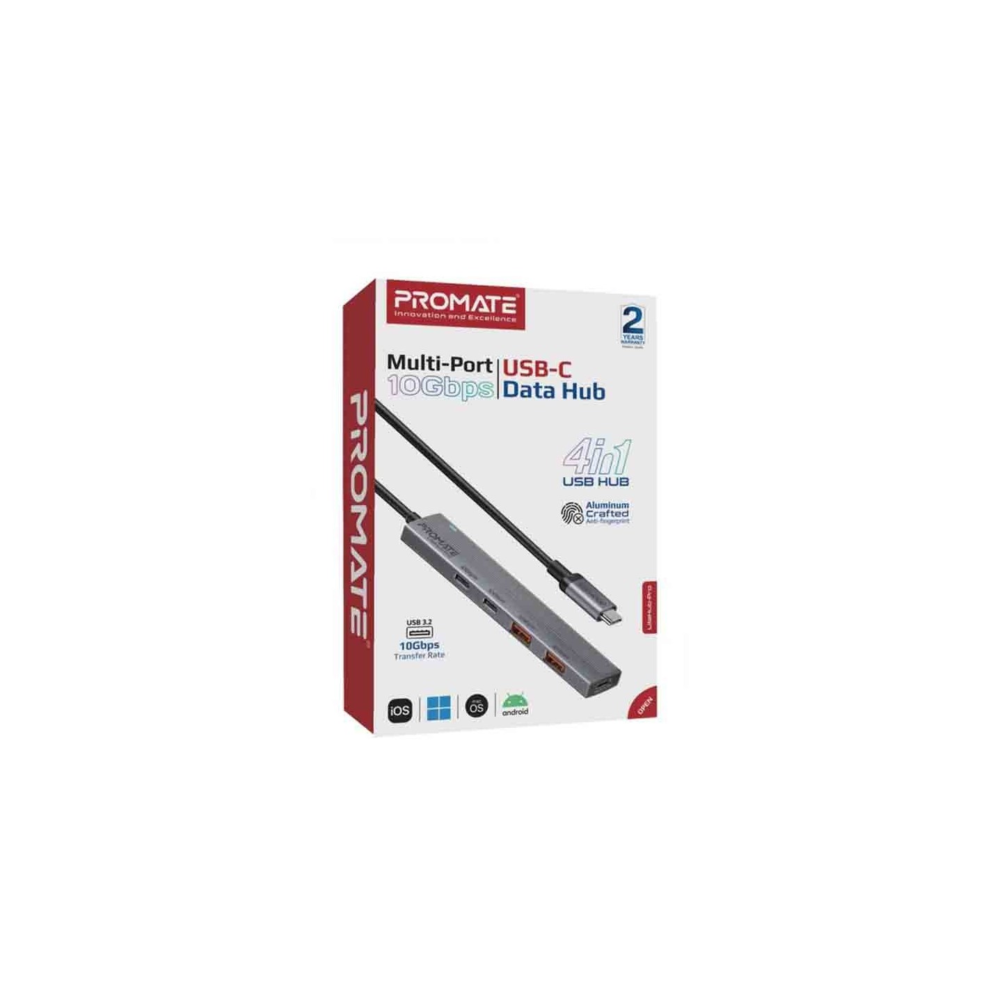 Promate LiteHub-Pro 4-in-1 USB-C Hub 10Gbps | 2x USB-A 2x USB-C Data Hub — Armenius Store Cyprus