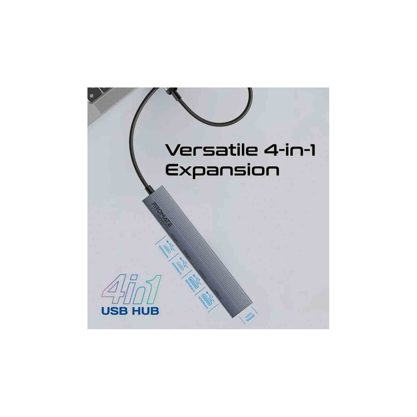 Promate LiteHub-Pro 4-in-1 USB-C Hub 10Gbps | 2x USB-A 2x USB-C Data Hub — Armenius Store Cyprus