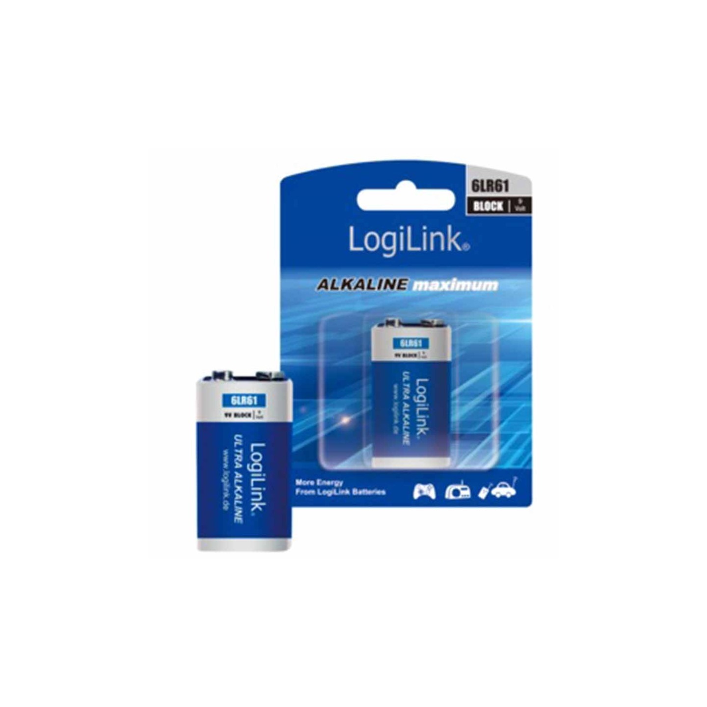 LogiLink 6LR61B1 9V Alkaline Battery - Ultra Power 480mAh Block EAN 4052792047950 — Armenius Store Cyprus