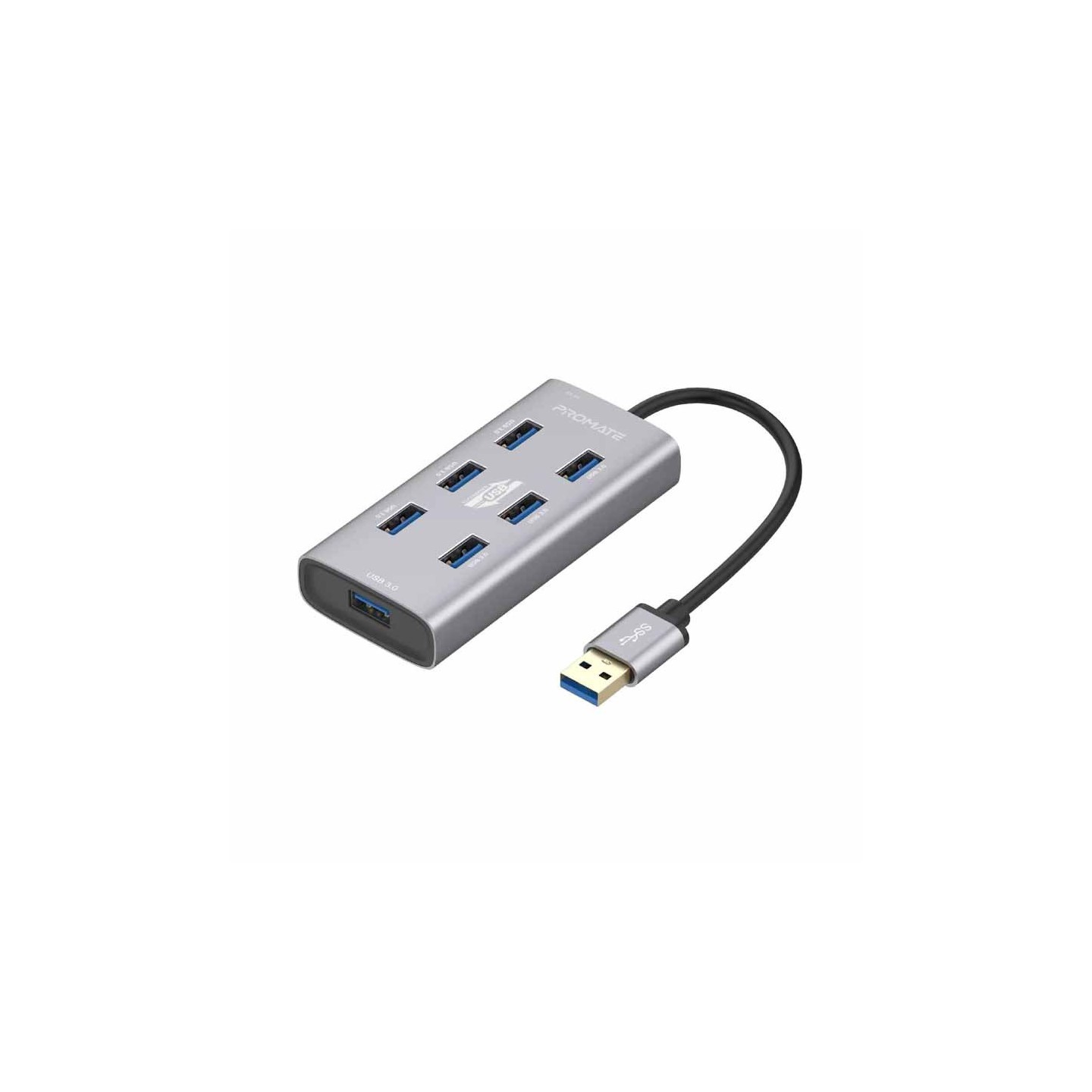 Buy EZHUB-7 USB 7-PORT HUB3.0 & USB-C DATA & CHARGE, ALUMINIUM ALLOY PROMATE in Cyprus, Nicosia, Limassol, Larnaka, Pafos