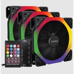 SAMA RGB Dual Ring Rainbow 3pcs 120mm Case Fan Kit — Armenius Store Cyprus