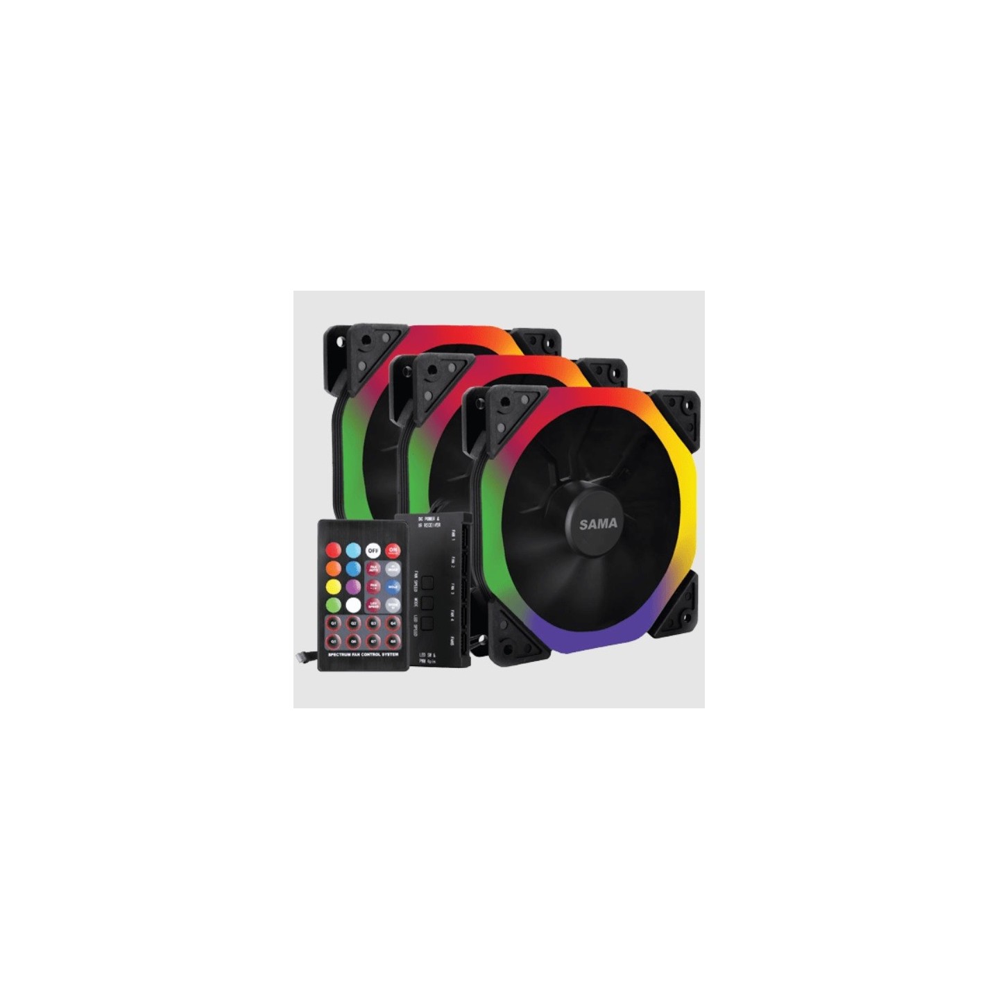 SAMA RGB Dual Ring Rainbow 3pcs 120mm Case Fan Kit — Armenius Store Cyprus