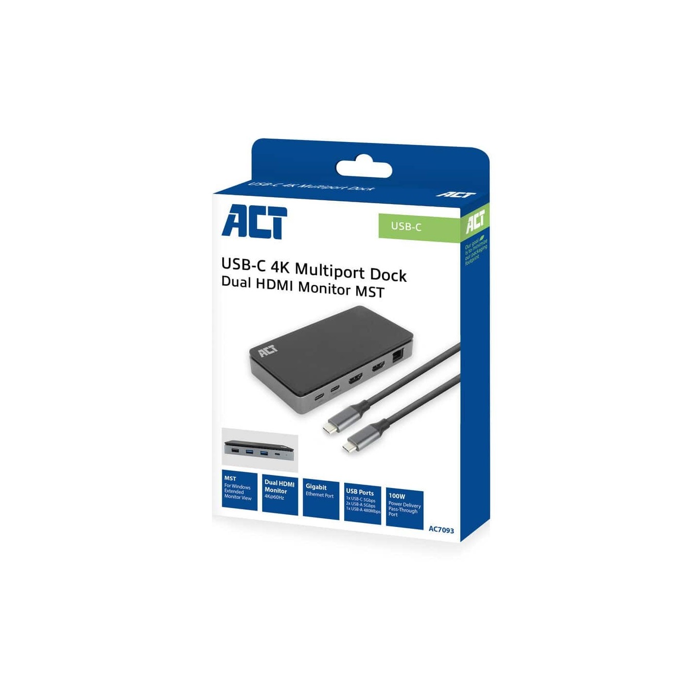 Buy AC7093 USB-C 4K MULTIPORT DOCKING STATION MST ACT in Cyprus, Nicosia, Limassol, Larnaka, Pafos