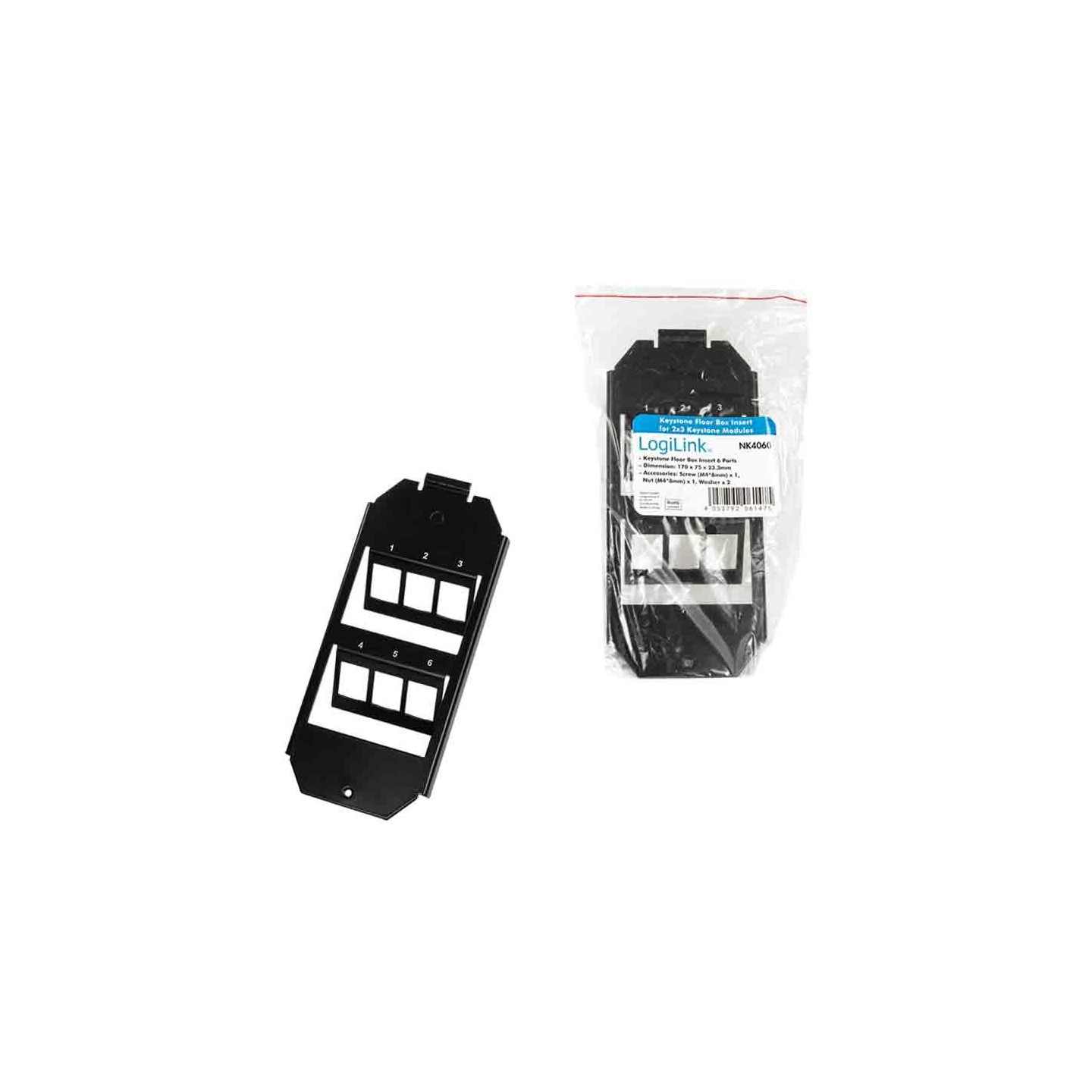 Buy NK4060 6-PORT BOX INSERT FOR 2 3 KEYSTONE MODULES (165mm) LOGILINK in Cyprus, Nicosia, Limassol, Larnaka, Pafos