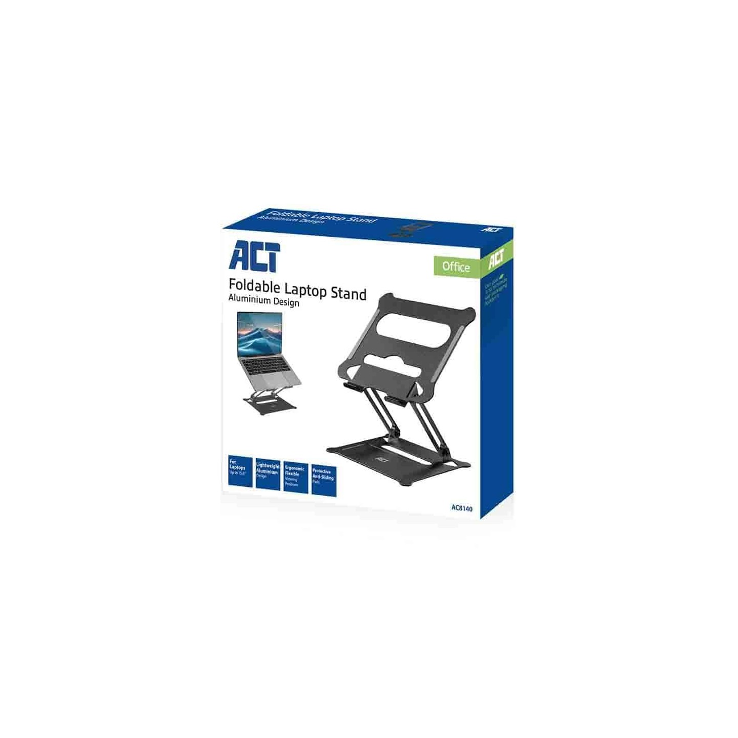 AC8140 FOLDABLE ALUMINIUM LAPTOP STAND W STEPLESS HEIGHT ADJUSTMENT, ACT — Buy in Cyprus with Fast Delivery