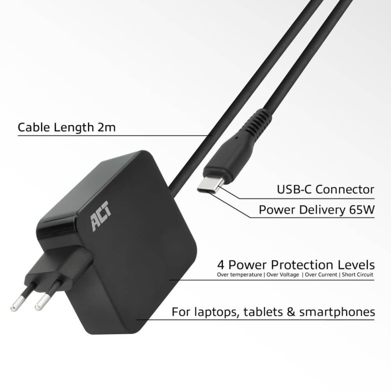 AC2010 USB-C LAPTOP WALL CHARGER 65W W POWER DELIVERY PROFILES ACT — Buy in Cyprus with Fast Delivery