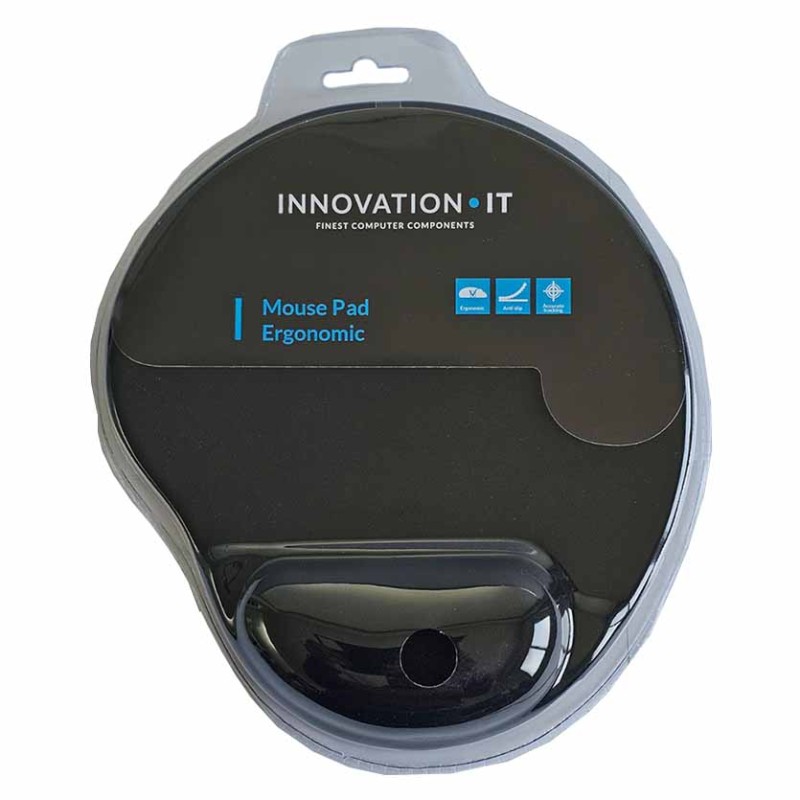 120839 MOUSEPAD ERGONOMIC WITH WRIST SUPPORT 255x220mm BLACK IT INNOVATION — Buy in Cyprus with Fast Delivery