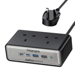 POWERBRIX2-GaN65 65W POWER DELIVERY GaNFastTM CHARGING STATION with 3250W DUAL AC SOCKET, PROMATE