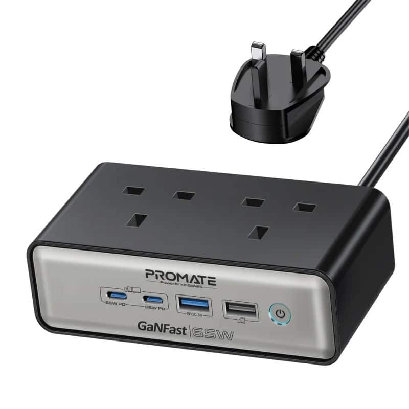 POWERBRIX2-GaN65 65W POWER DELIVERY GaNFastTM CHARGING STATION with 3250W DUAL AC SOCKET, PROMATE