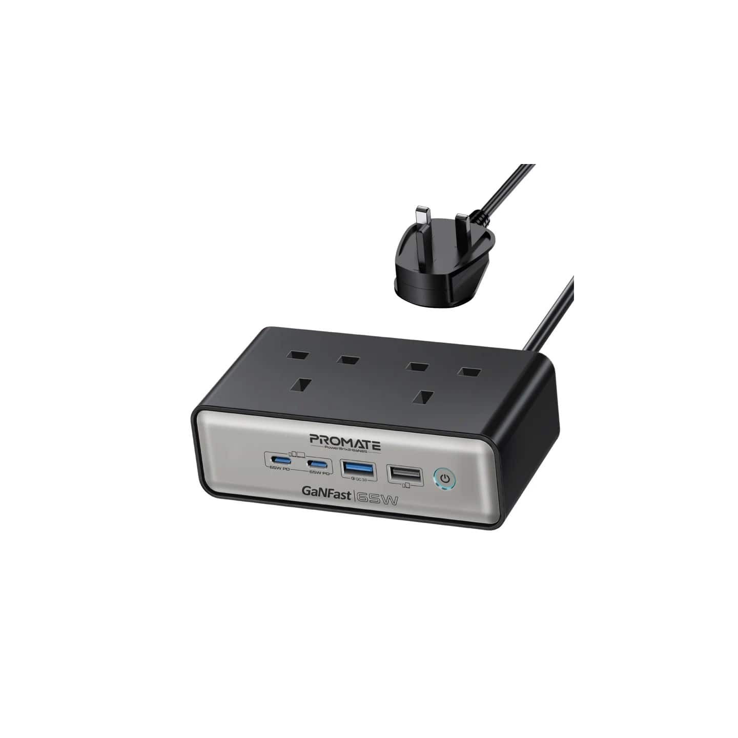 POWERBRIX2-GaN65 65W POWER DELIVERY GaNFastTM CHARGING STATION with 3250W DUAL AC SOCKET, PROMATE