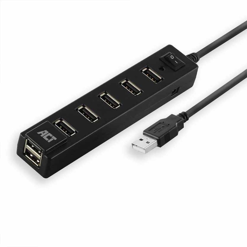 AC6215 USB HUB2.0 7-PORT, WITH ON OFF SWITCH BLACK ACT — Buy in Cyprus with Fast Delivery
